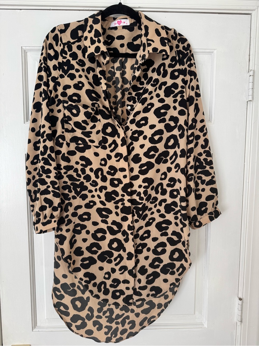 Buddy Love Beige and Black Leopard Tunic Shirt